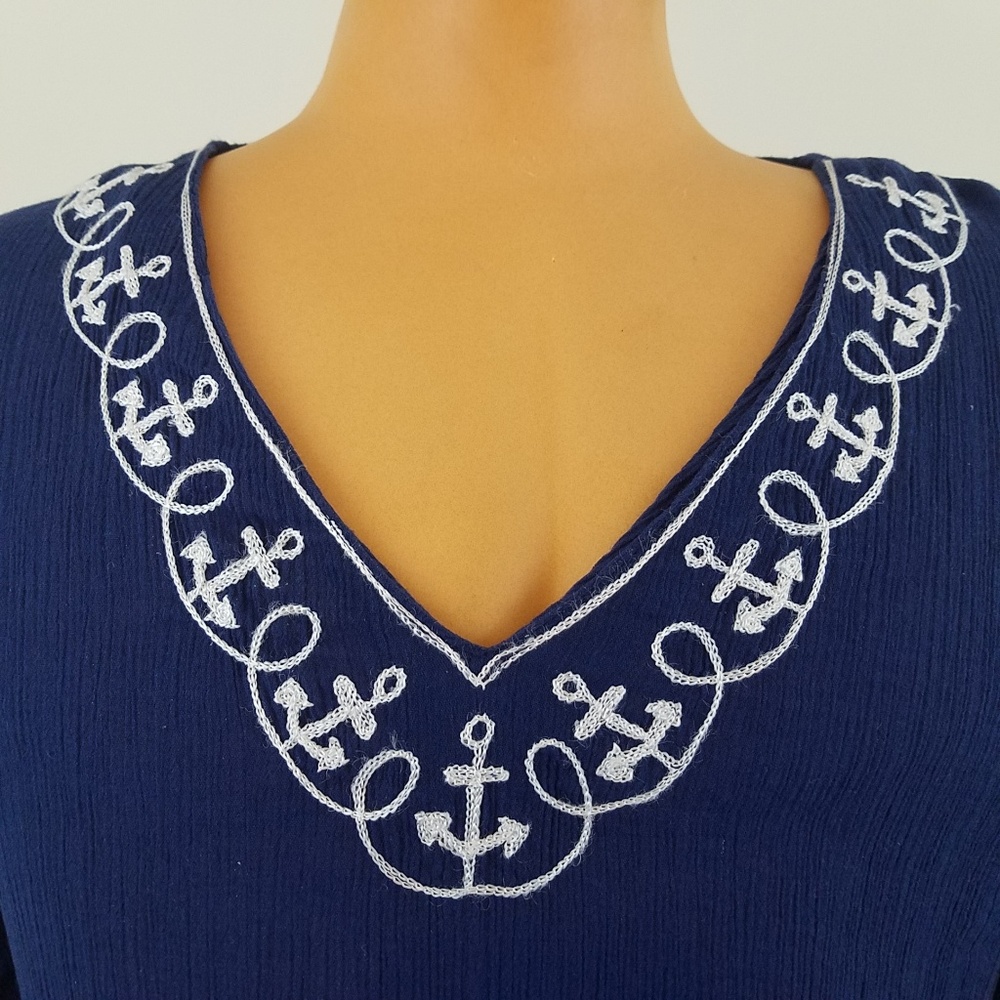 Just Be embroidered anchors designed tunic